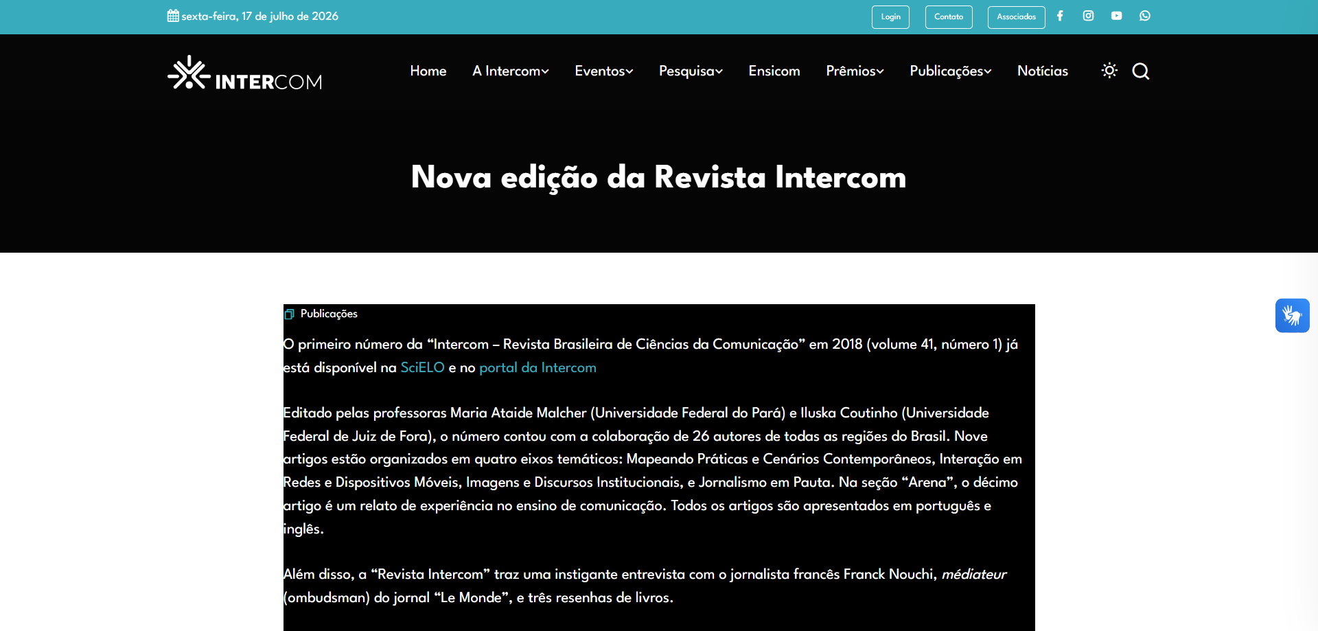 Nova edição da Revista Intercom